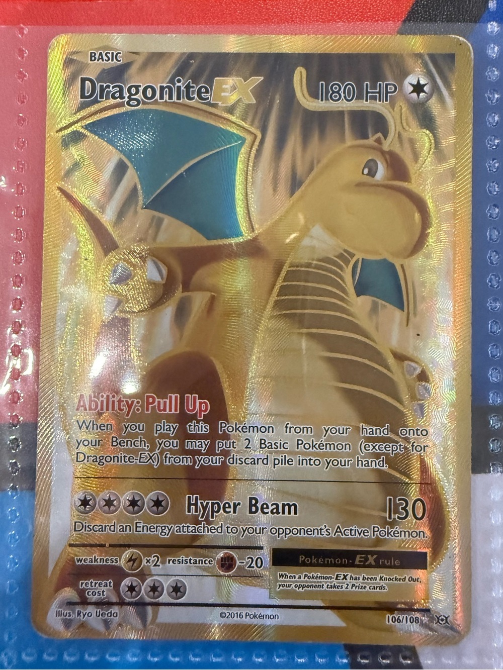 Dragonite ex 106/108 Evolutions (2016) Ultra Rare Full Art Holo Pokemon